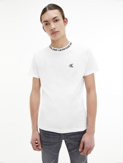 Calvin Klein Ruhák HU863565 | Calvin Klein Slim Logo Collar Férfi Póló Világos Fehér